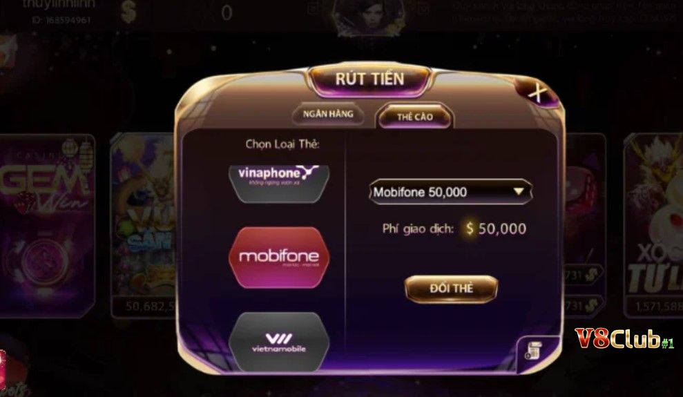 Thực hiện rút tiền tại cổng game